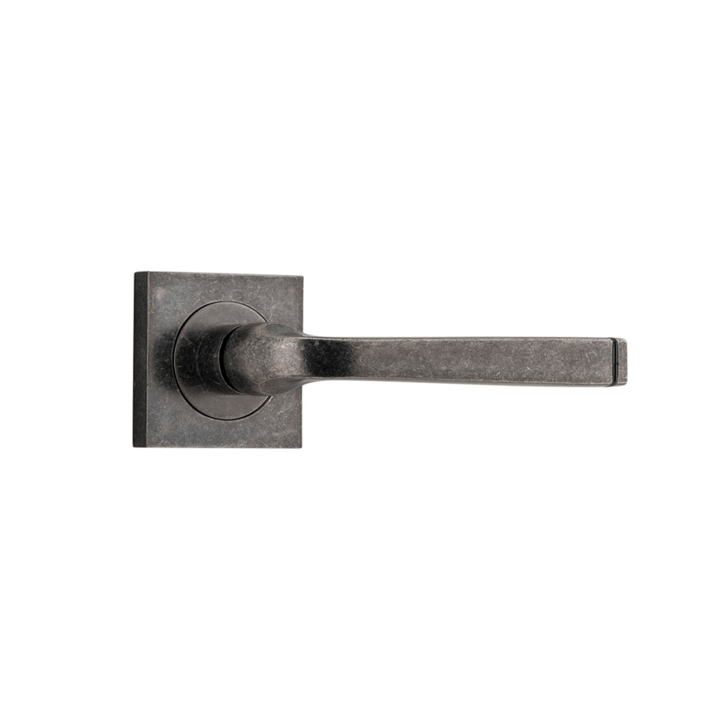Annecy Lever - Square Rose Distressed Nickel / Passage / Lever Set Only