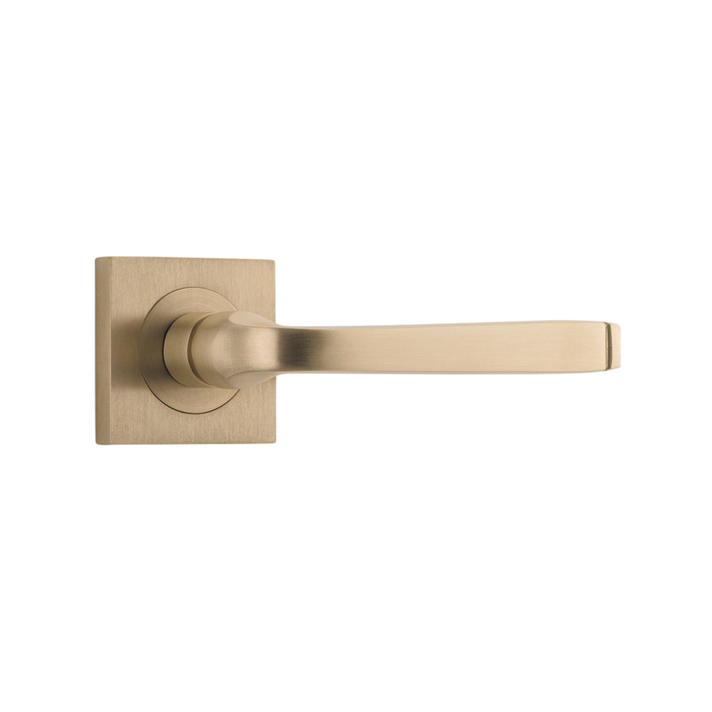 Annecy Lever - Square Rose Brushed Brass / Passage / Lever Set Only