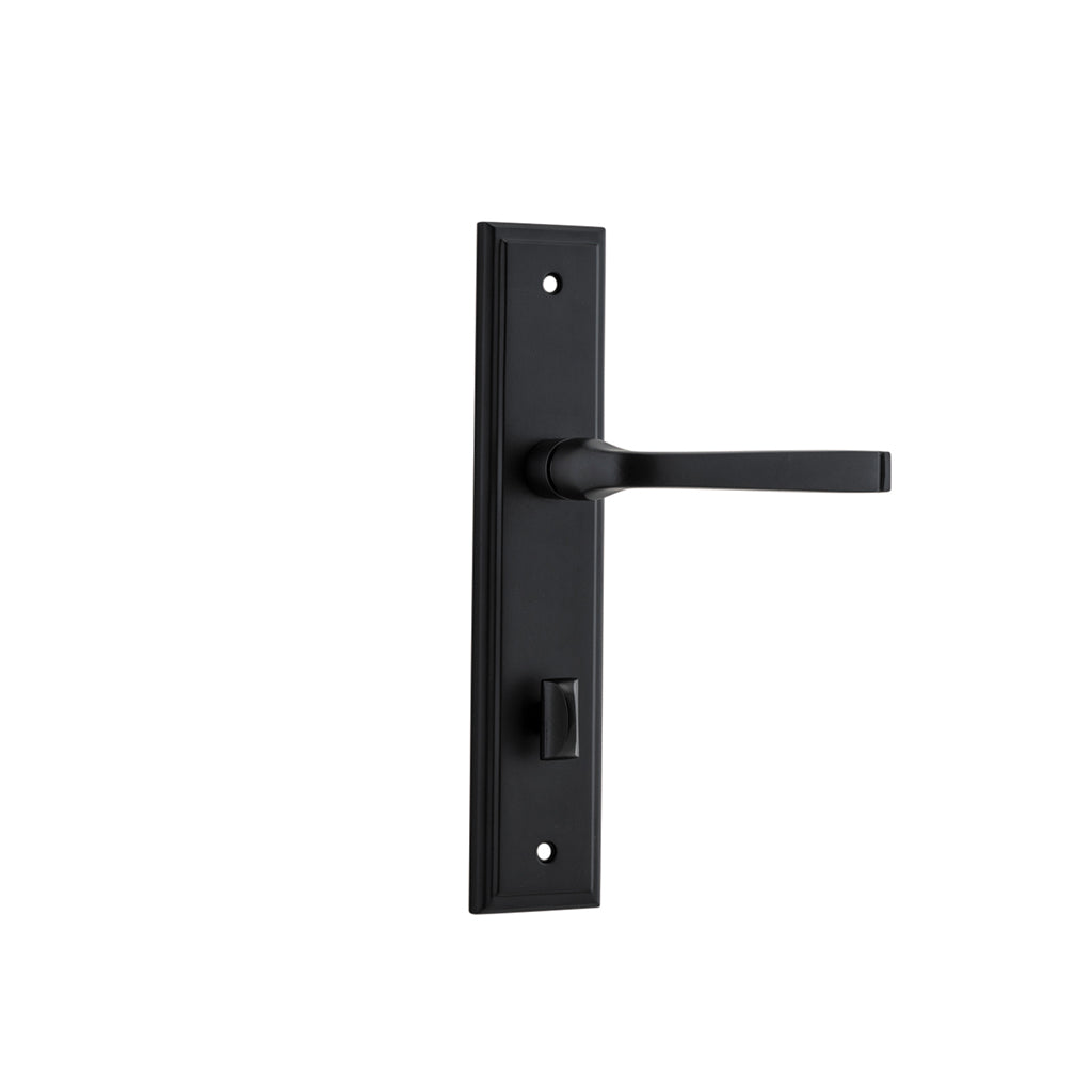 Annecy Lever - Stepped Backplate Matt Black / Privacy / Lever Set Only