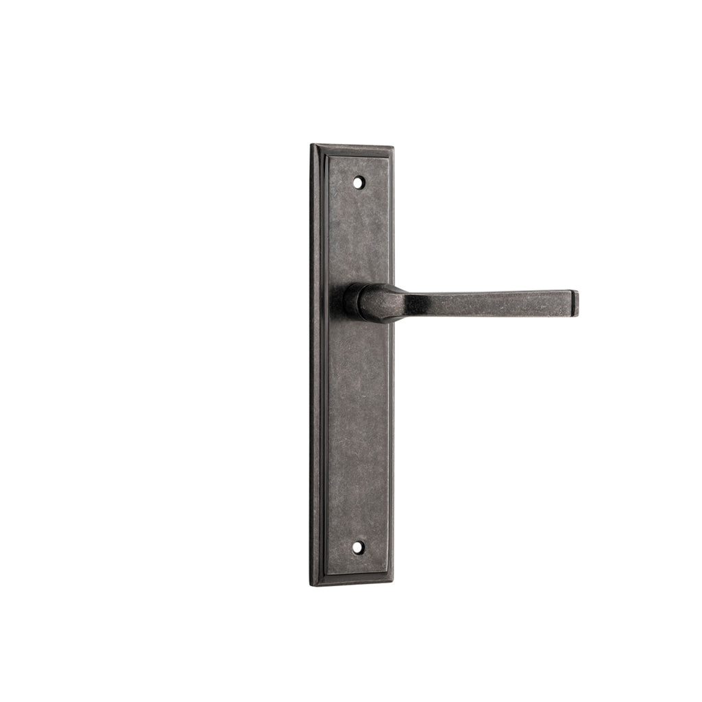 Annecy Lever - Stepped Backplate Distressed Nickel / Passage / Lever Set Only