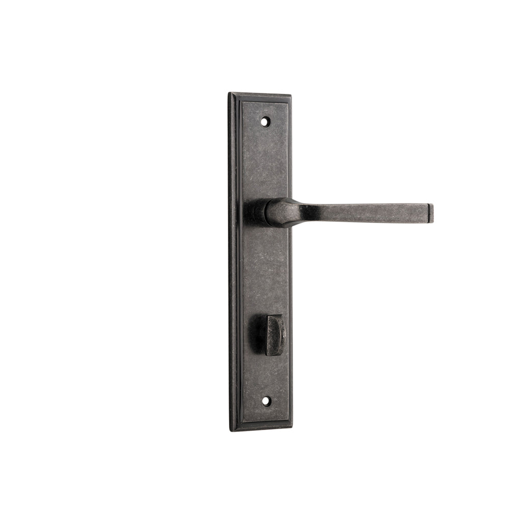 Annecy Lever - Stepped Backplate Distressed Nickel / Privacy / Lever Set Only
