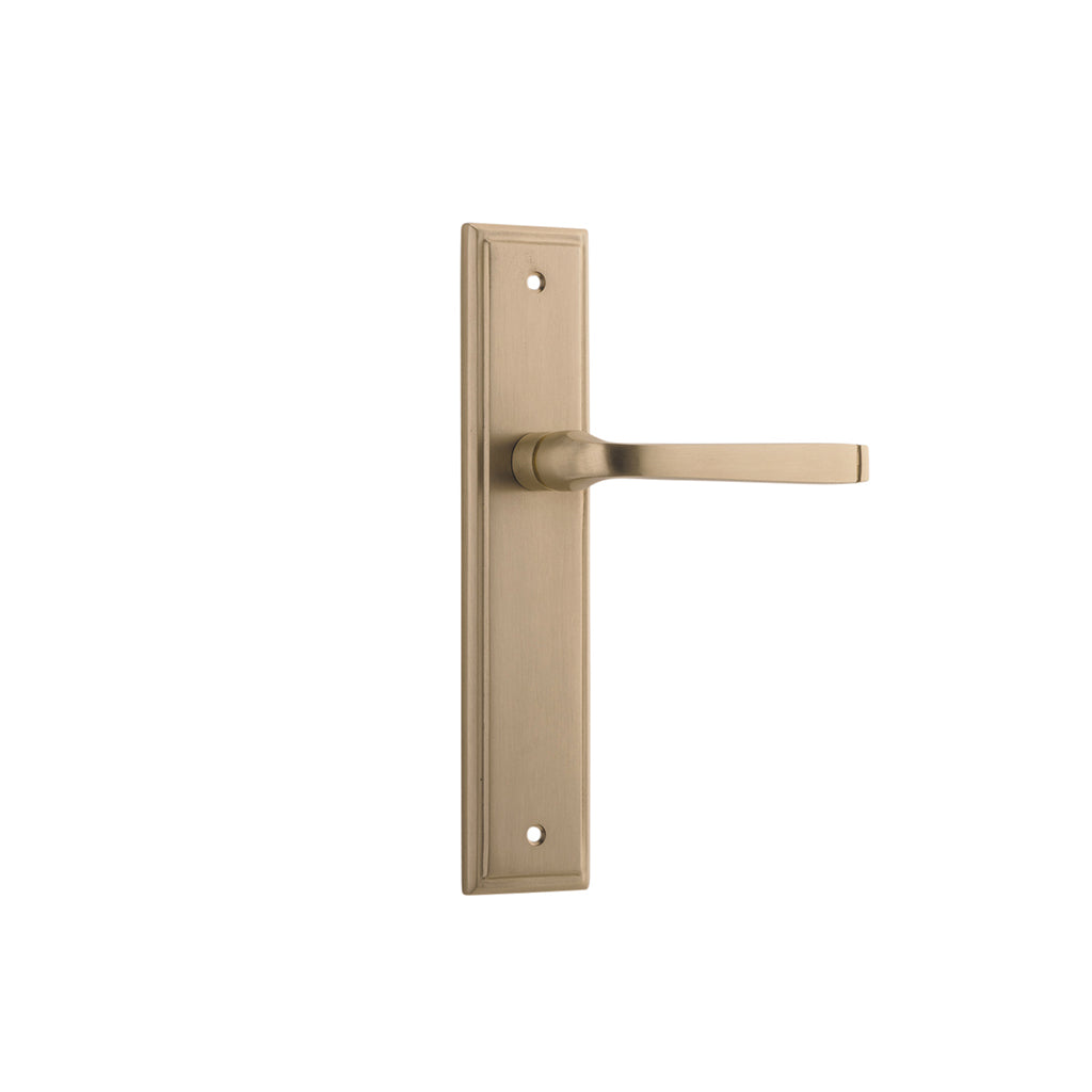 Annecy Lever - Stepped Backplate Brushed Brass / Passage / Lever Set Only