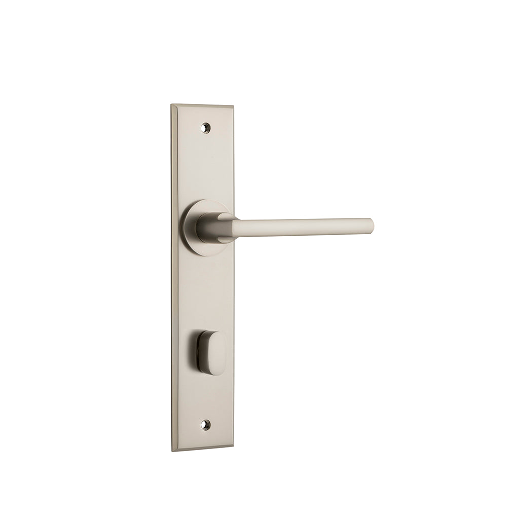 Baltimore Lever - Chamfered Backplate Satin Nickel / Privacy / Lever Set Only