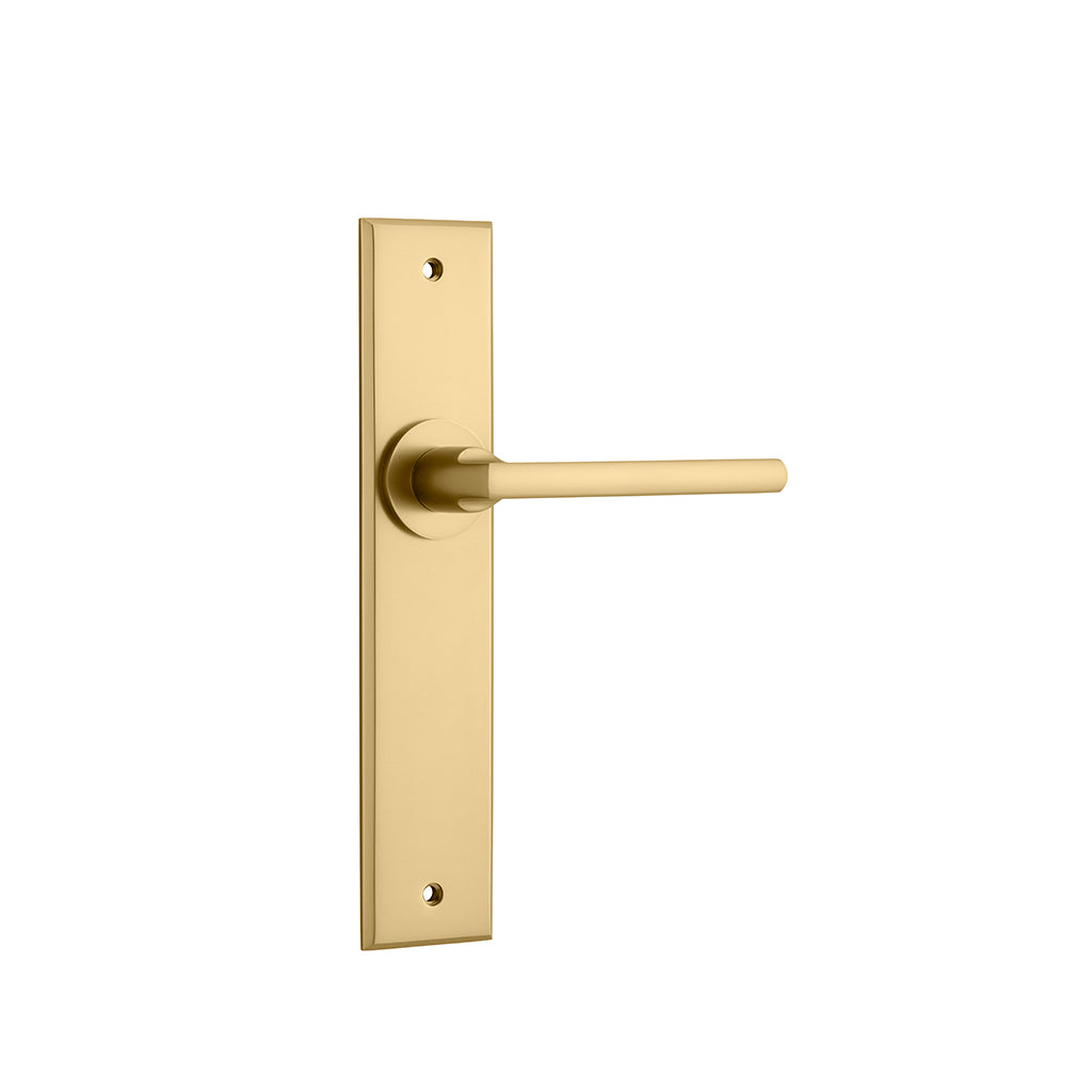 Baltimore Lever - Chamfered Backplate Brushed Brass / Passage / Lever Set Only