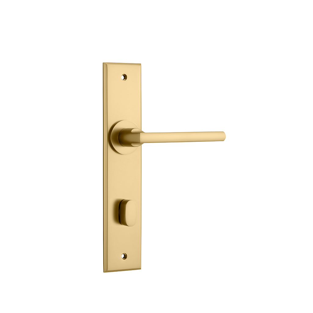Baltimore Lever - Chamfered Backplate Brushed Brass / Privacy / Lever Set Only