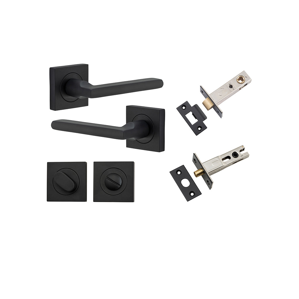Baltimore Lever - Square Rose Matt Black / Privacy / Separate Privacy Kit