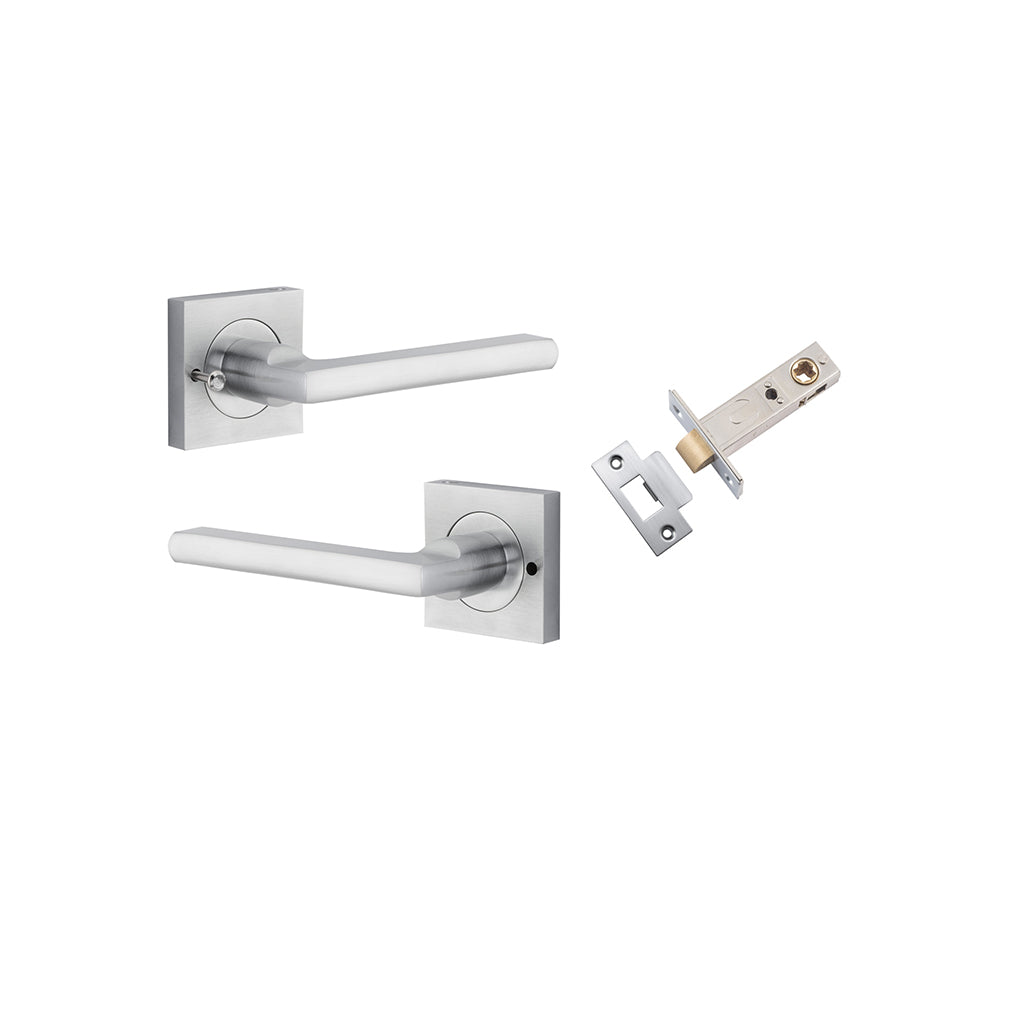 Baltimore Lever - Square Rose Brushed Chrome / Privacy / Inbuilt Privacy Kit