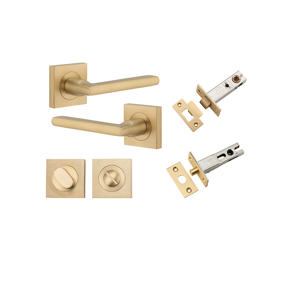 Baltimore Lever - Square Rose Brushed Brass / Privacy / Separate Privacy Kit
