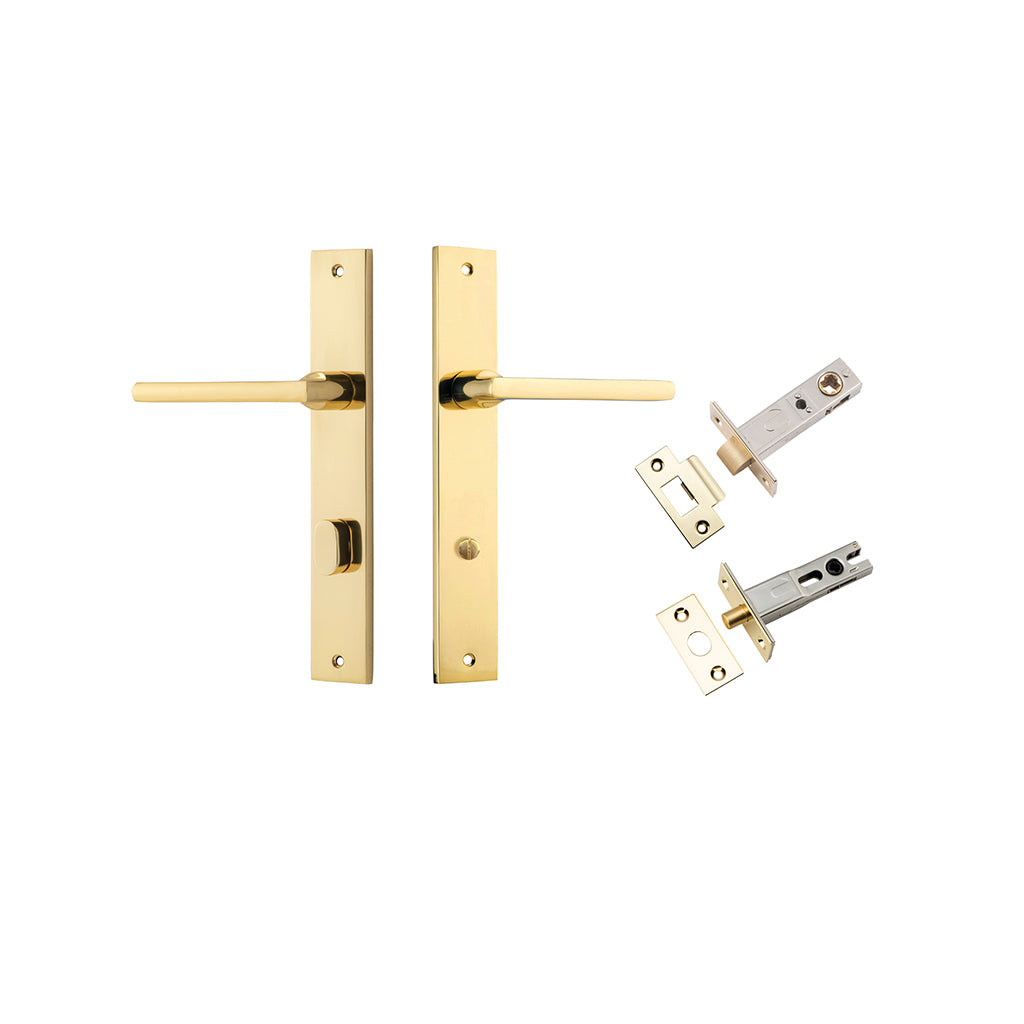 Baltimore Lever - Rectangular Backplate Polished Brass / Privacy / Separate Privacy Kit