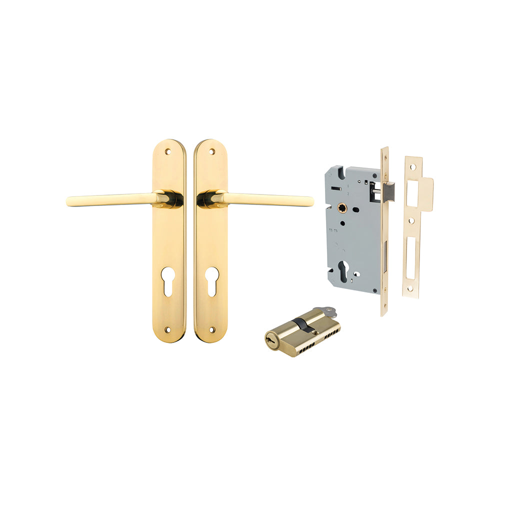 Baltimore Lever - Oval Backplate Polished Brass / Entrance / Entrance Kit Dual Function (Key-Key)