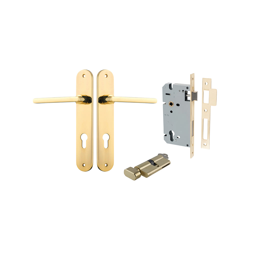 Baltimore Lever - Oval Backplate Polished Brass / Entrance / Entrance Kit (Key-Thumb)