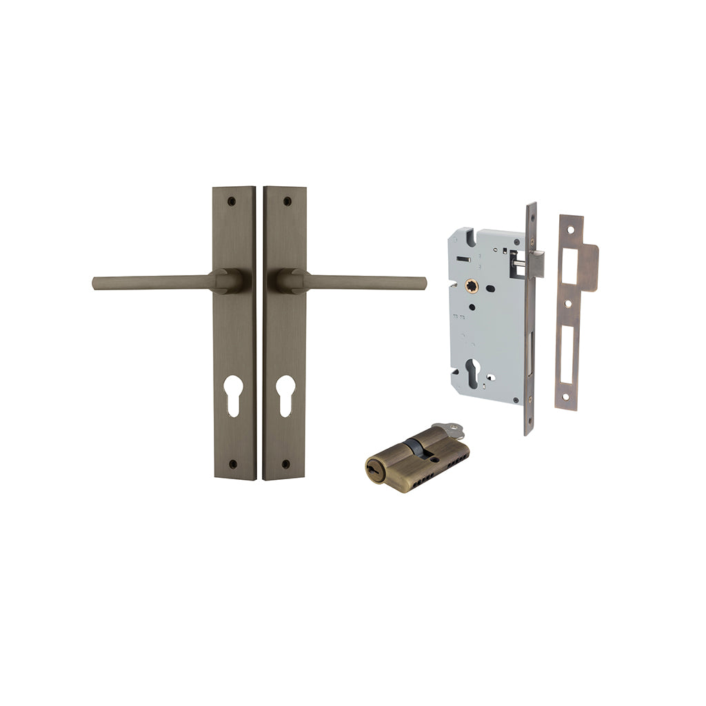 Baltimore Lever - Rectangular Backplate Signature Brass / Entrance / Entrance Kit Dual Function (Key-Key)