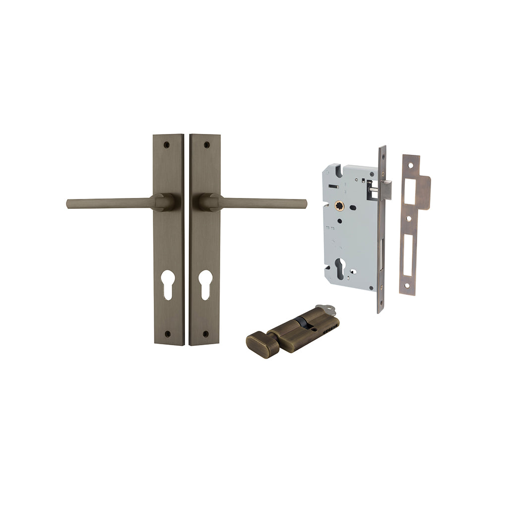 Baltimore Lever - Rectangular Backplate Signature Brass / Entrance / Entrance Kit (Key-Thumb)
