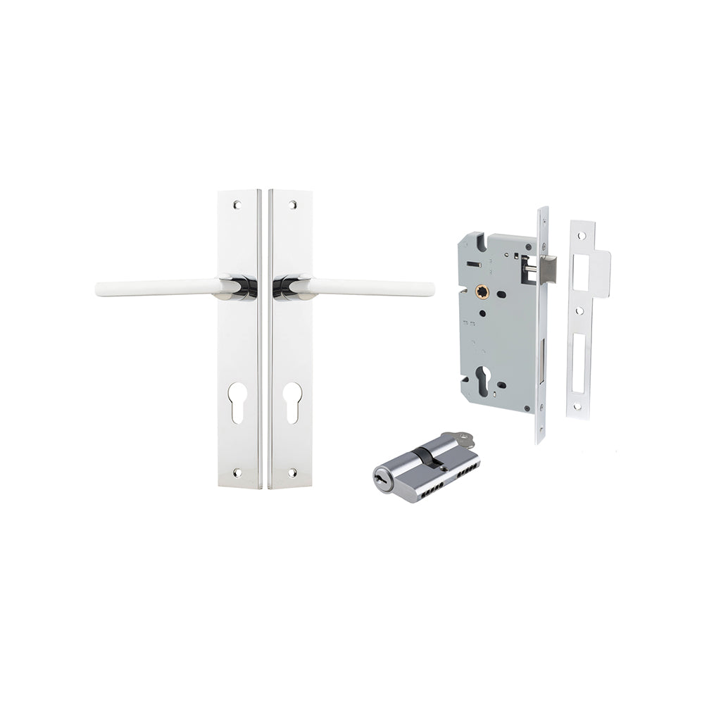 Baltimore Lever - Rectangular Backplate Polished Chrome / Entrance / Entrance Kit Dual Function (Key-Key)