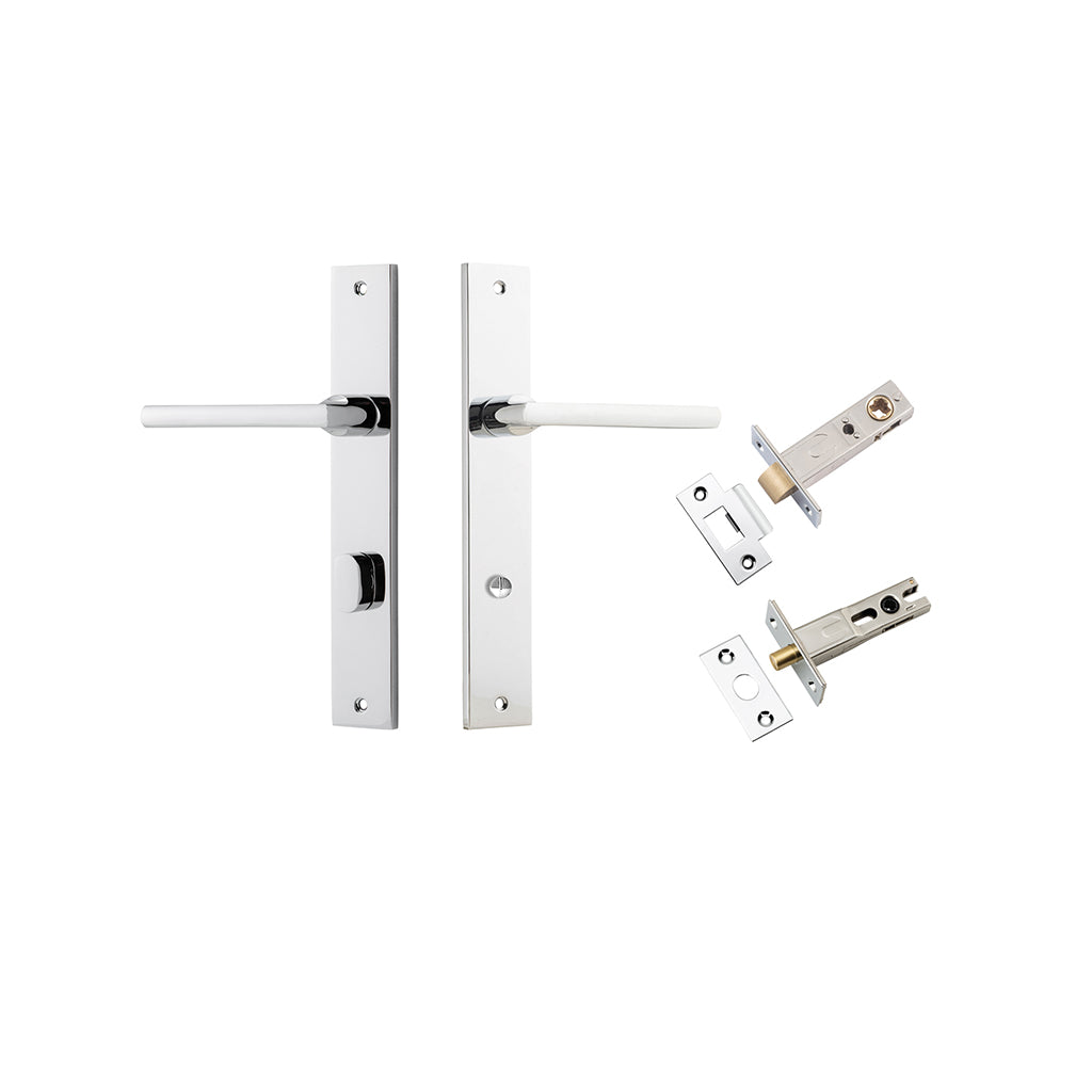 Baltimore Lever - Rectangular Backplate Polished Chrome / Privacy / Separate Privacy Kit