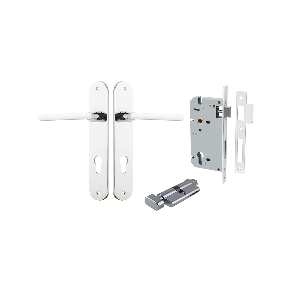 Baltimore Lever - Oval Backplate Polished Chrome / Entrance / Entrance Kit (Key-Thumb)