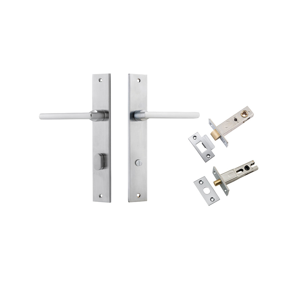 Baltimore Lever - Rectangular Backplate Brushed Chrome / Privacy / Separate Privacy Kit