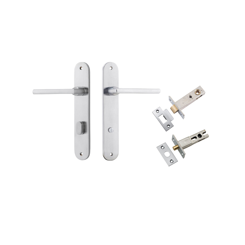 Baltimore Lever - Oval Backplate Brushed Chrome / Privacy / Separate Privacy Kit