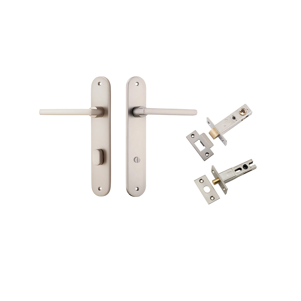 Baltimore Lever - Oval Backplate Satin Nickel / Privacy / Separate Privacy Kit