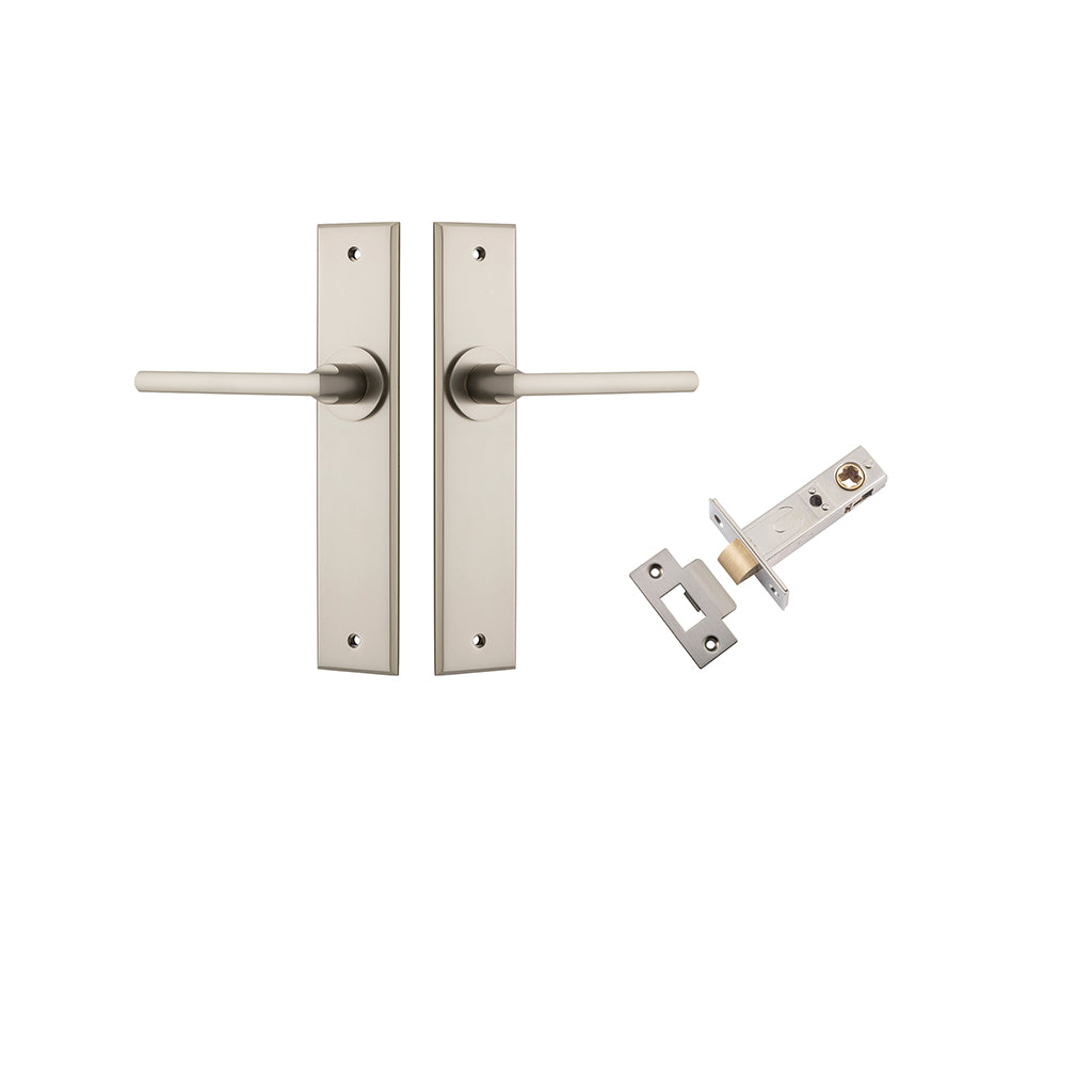 Baltimore Lever - Chamfered Backplate Satin Nickel / Passage / Passage Kit