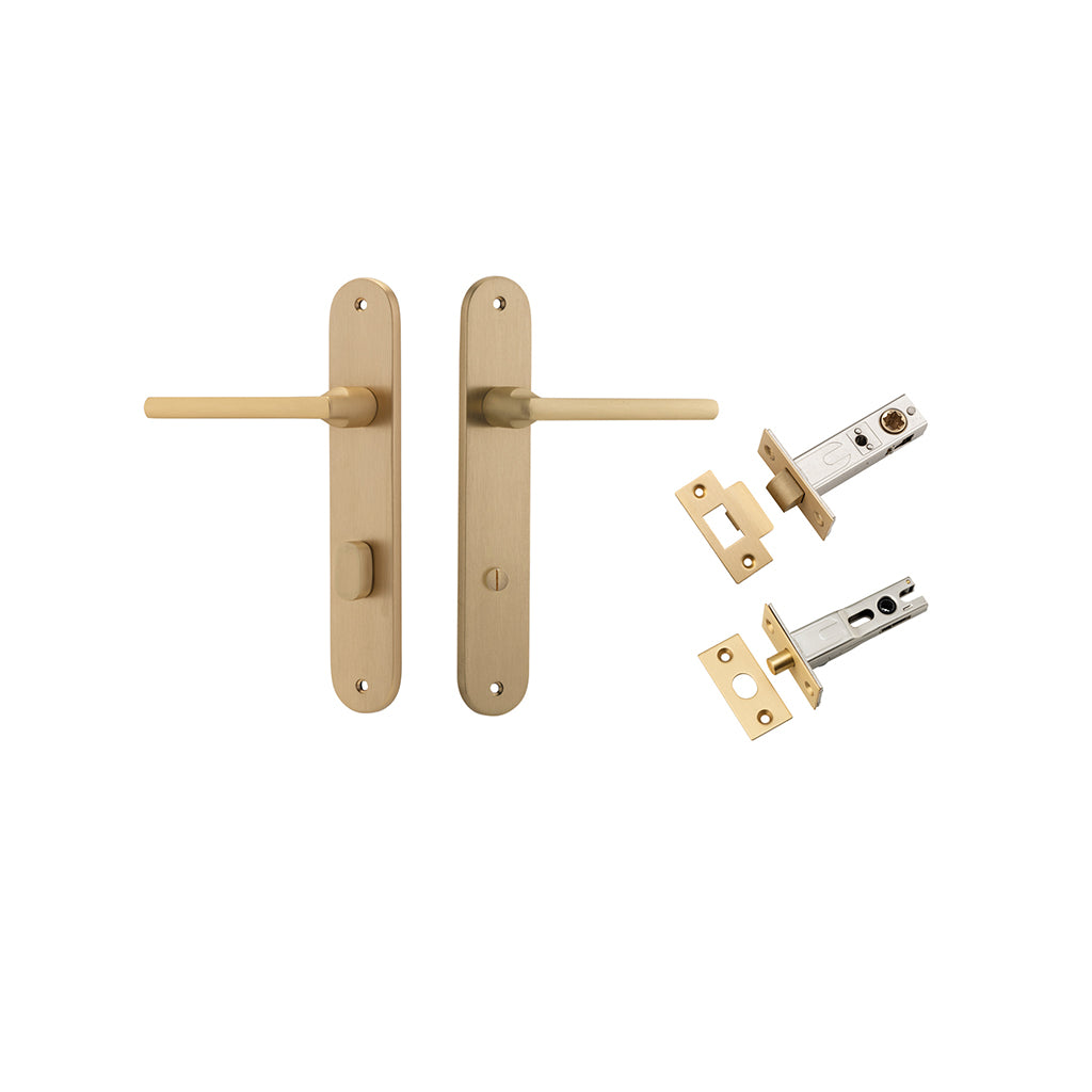 Baltimore Lever - Oval Backplate Brushed Brass / Privacy / Separate Privacy Kit