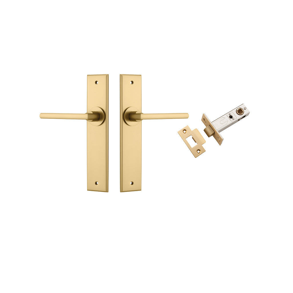 Baltimore Lever - Chamfered Backplate Brushed Brass / Passage / Passage Kit