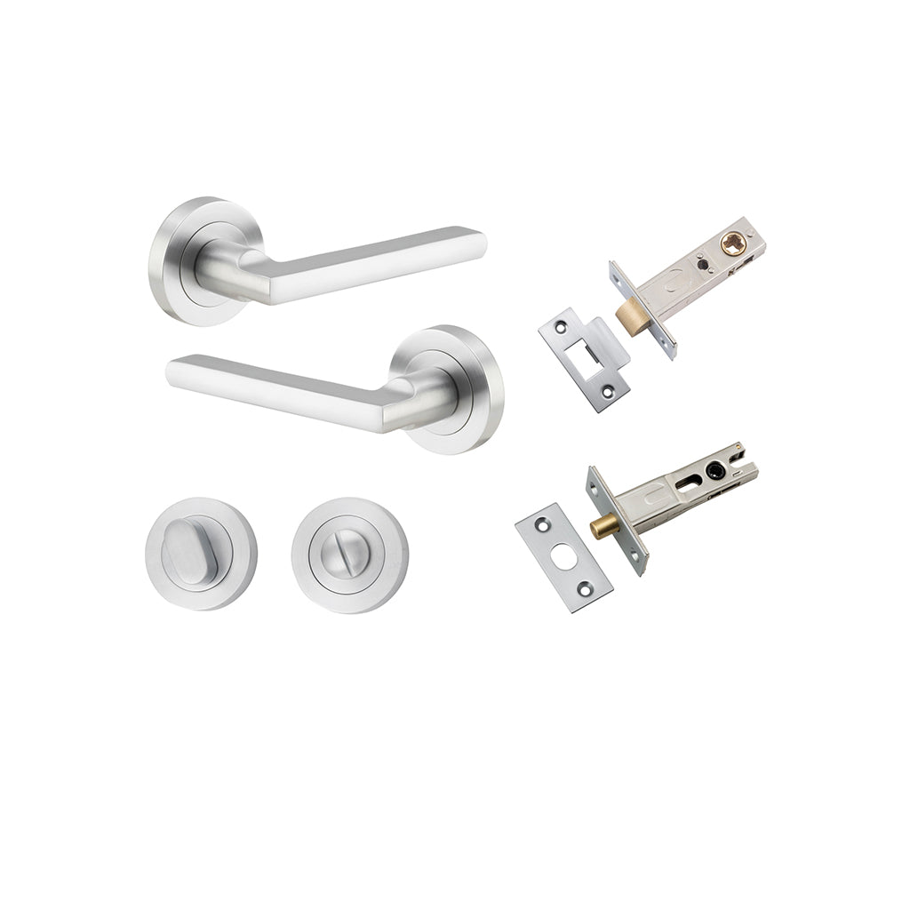 Baltimore Lever - Round Rose Brushed Chrome / Privacy / Separate Privacy Kit