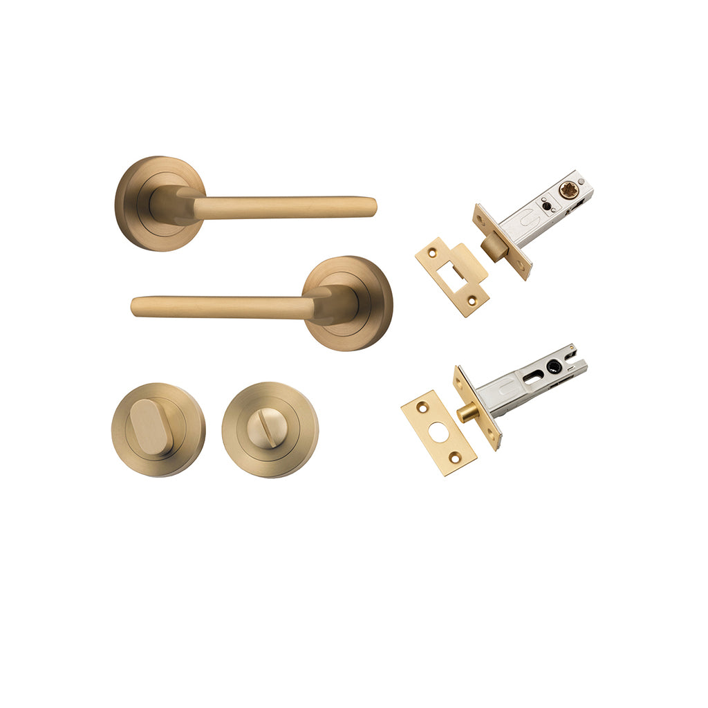 Baltimore Lever - Round Rose Brushed Brass / Privacy / Separate Privacy Kit