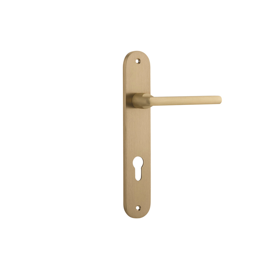 Baltimore Lever - Oval Backplate Brushed Brass / Entrance / Lever Set Only
