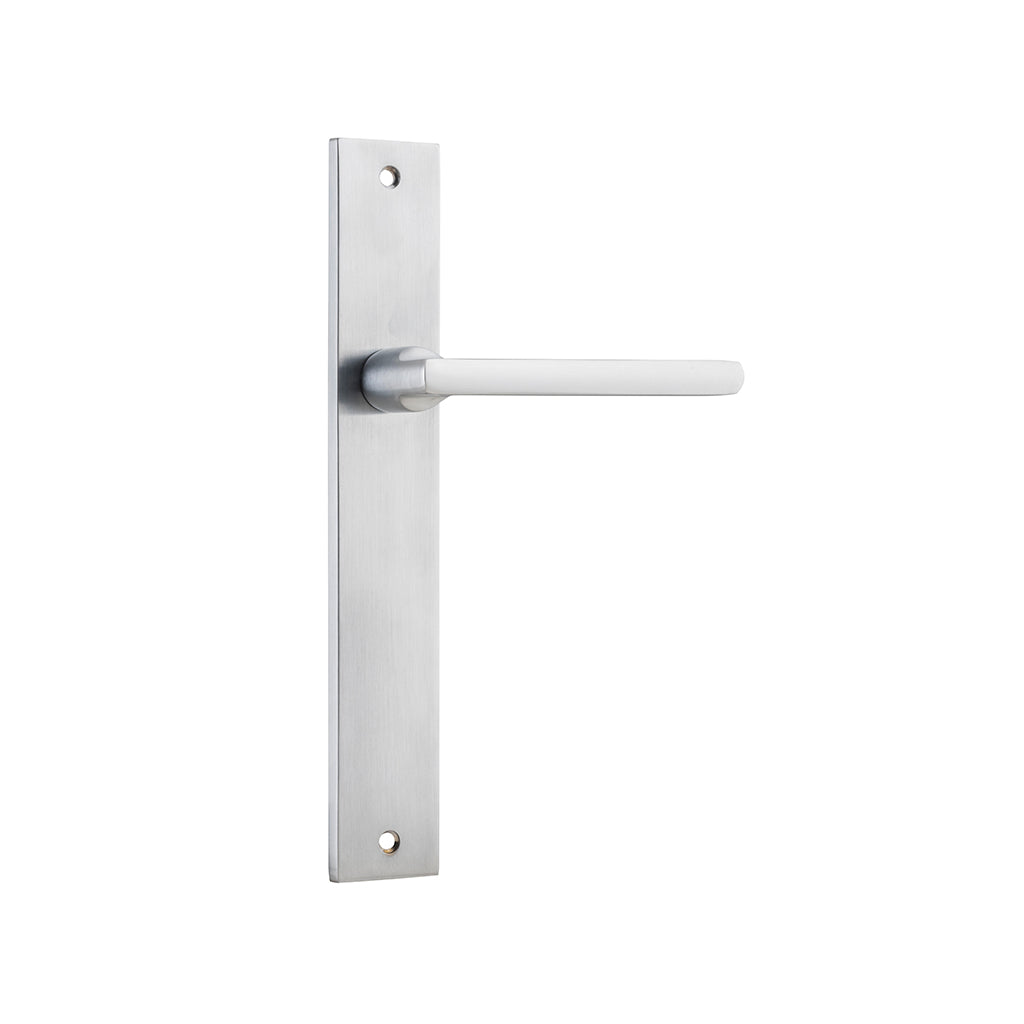 Baltimore Lever - Rectangular Backplate Brushed Chrome / Passage / Lever Set Only