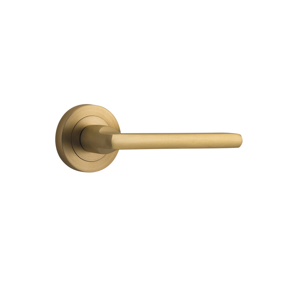 Baltimore Lever - Round Rose Brushed Brass / Passage / Lever Set Only