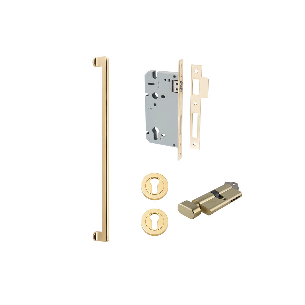 Baltimore Pull Handle Polished Brass / 600mm / Entrance Kit (Key-Thumb)