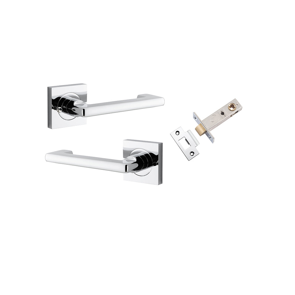 Baltimore Return Lever - Square Rose Polished Chrome / Privacy / Separate Privacy Kit