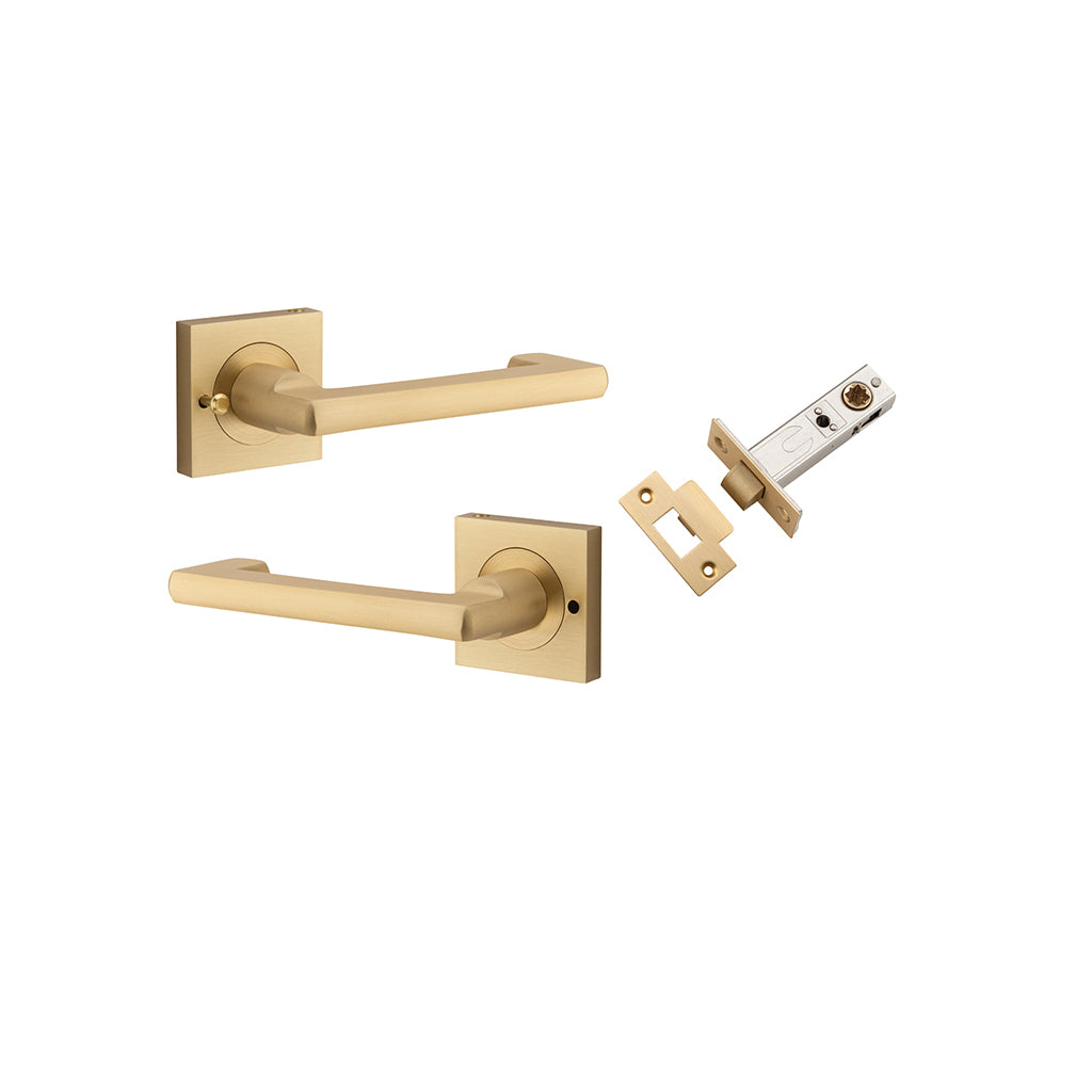 Baltimore Return Lever - Square Rose Brushed Brass / Privacy / Separate Privacy Kit