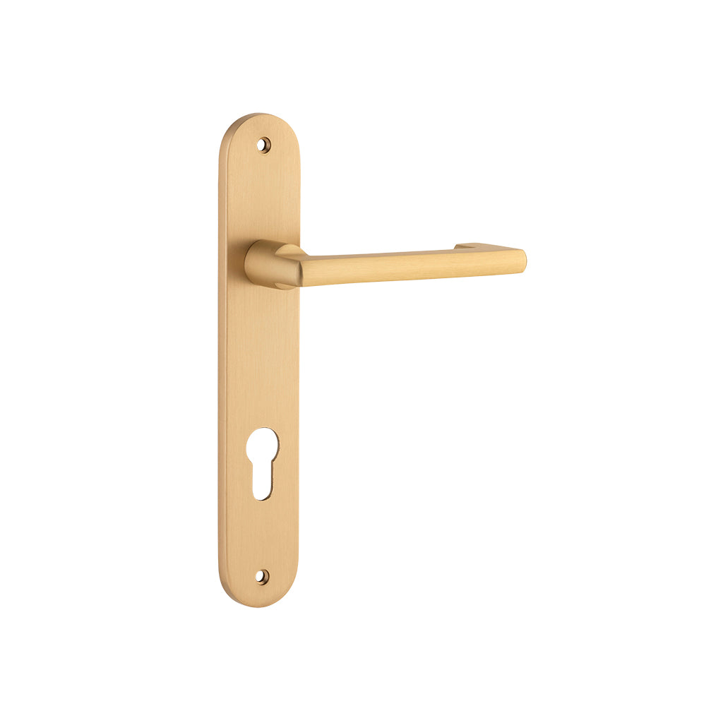 Baltimore Return Lever - Oval Backplate Brushed Brass / Entrance / Lever Set Only