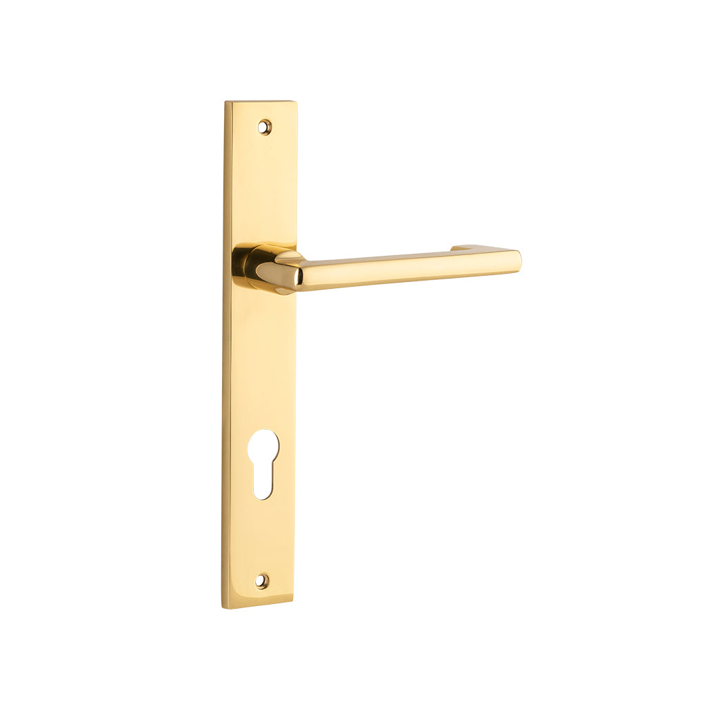 Baltimore Return Lever - Rectangular Backplate Polished Brass / Entrance / Lever Set Only