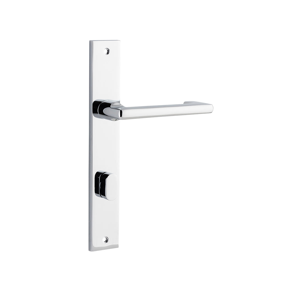 Baltimore Return Lever - Rectangular Backplate Polished Chrome / Privacy / Lever Set Only