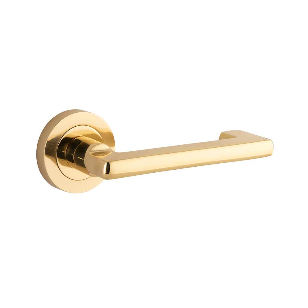 Baltimore Return Lever - Round Rose Polished Brass / Passage / Lever Set Only