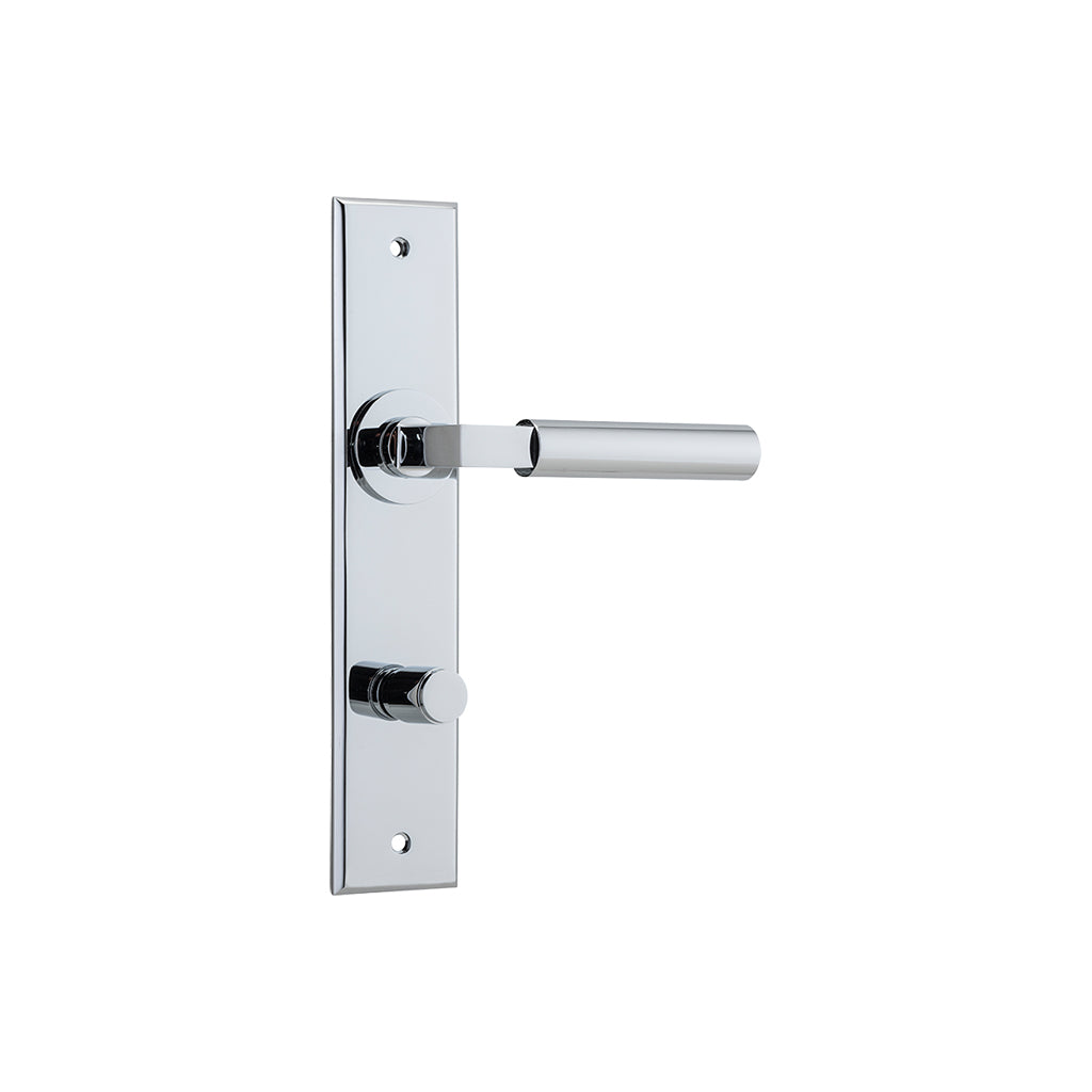 Berlin Lever - Chamfered Backplate Polished Chrome / Privacy / Lever Set Only