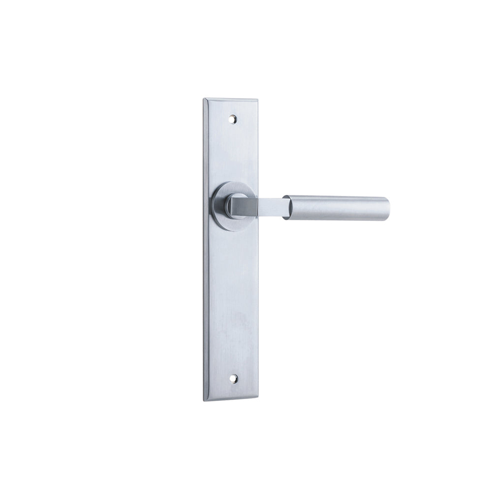Berlin Lever - Chamfered Backplate Brushed Chrome / Passage / Lever Set Only