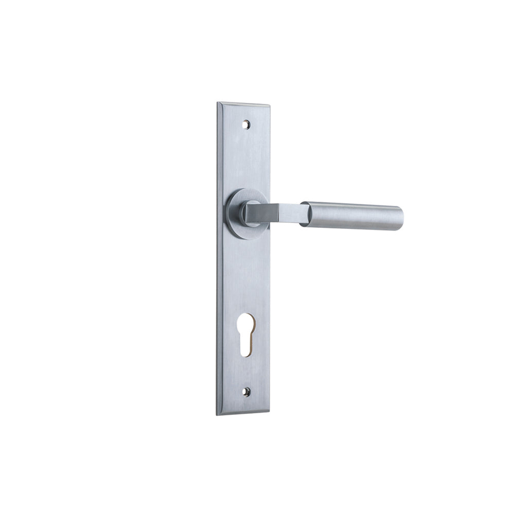 Berlin Lever - Chamfered Backplate Brushed Chrome / Entrance / Lever Set Only