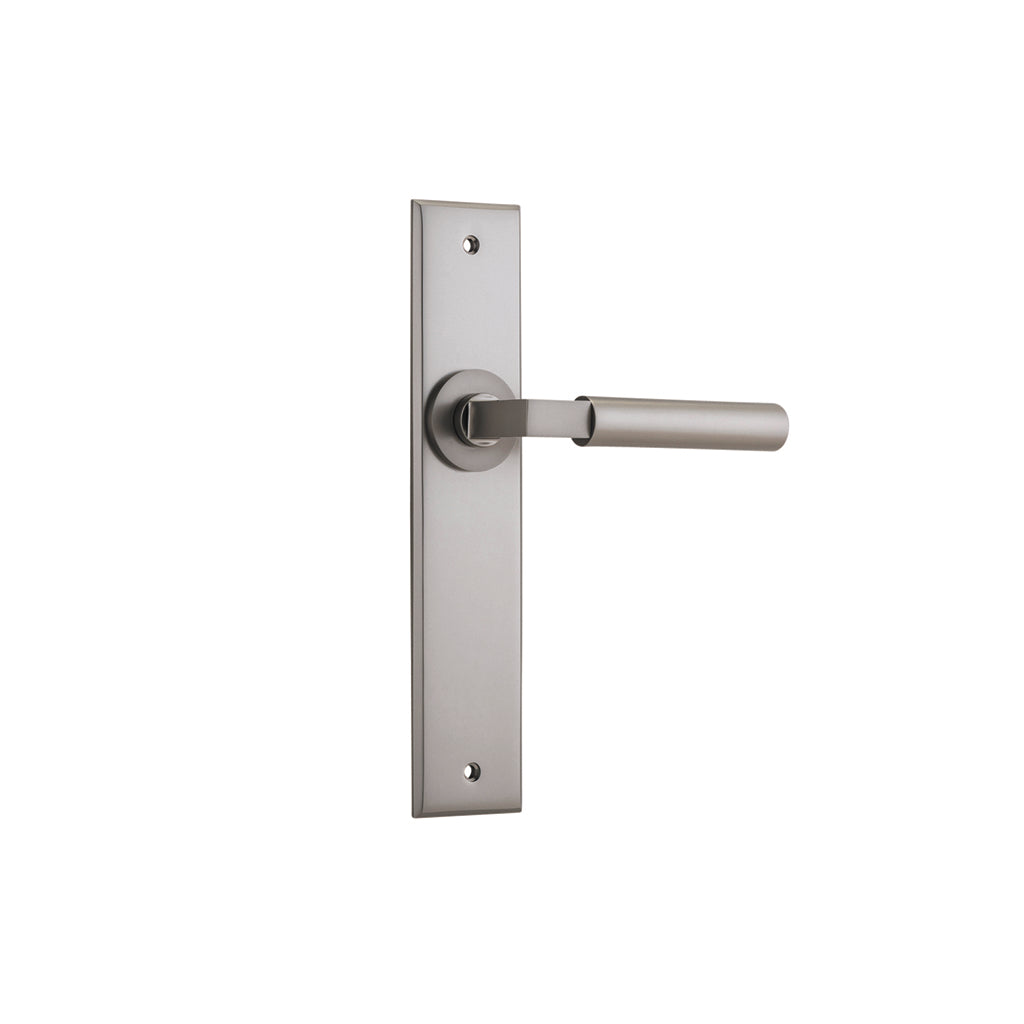 Berlin Lever - Chamfered Backplate Satin Nickel / Passage / Lever Set Only