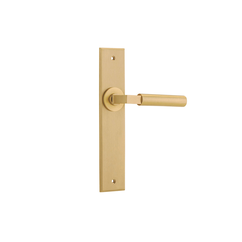 Berlin Lever - Chamfered Backplate Brushed Brass / Passage / Lever Set Only