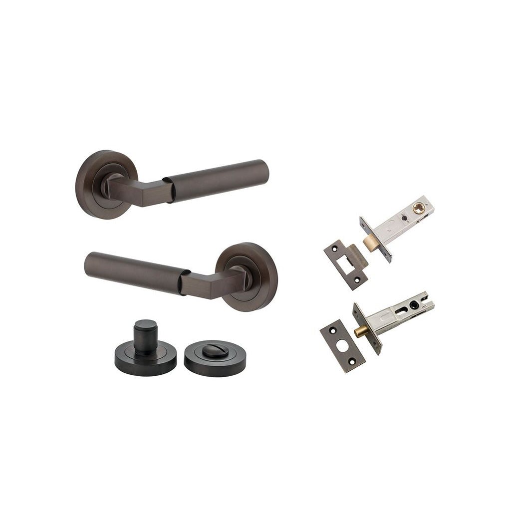 Berlin Lever - Round Rose Signature Brass / Privacy / Separate Privacy Kit