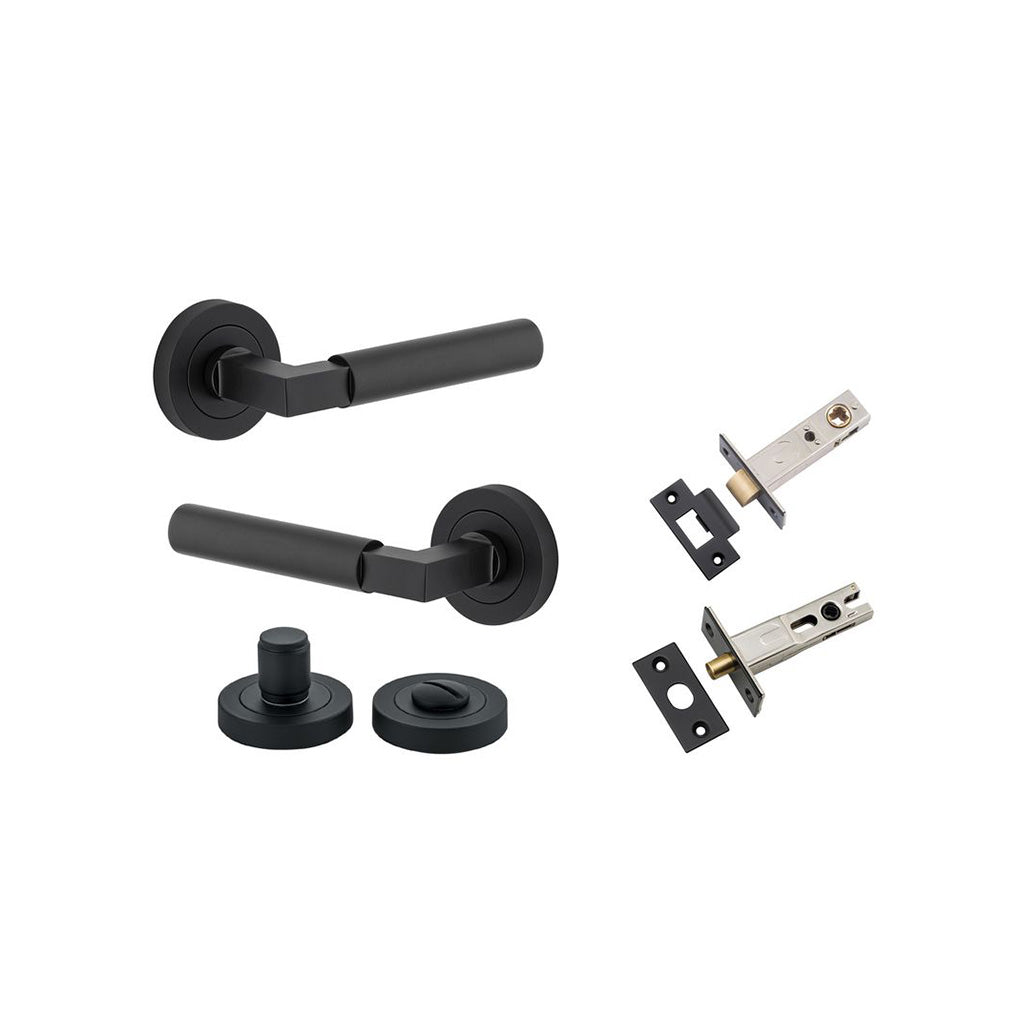 Berlin Lever - Round Rose Matt Black / Privacy / Separate Privacy Kit