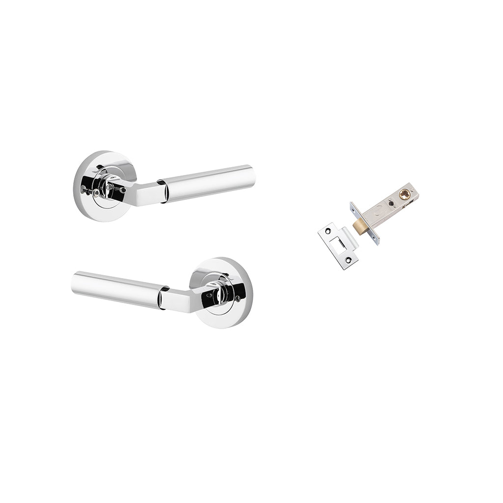 Berlin Lever - Round Rose Polished Chrome / Privacy / Inbuilt Privacy Kit
