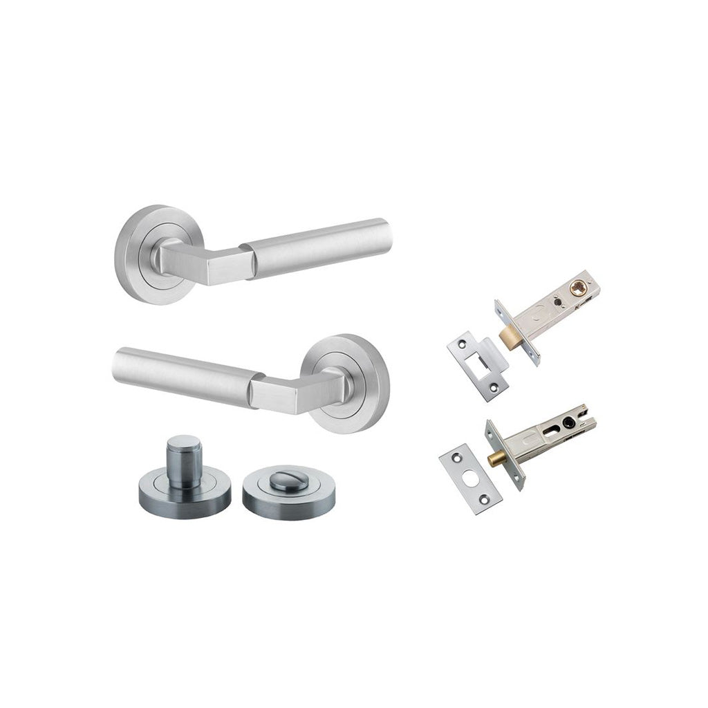 Berlin Lever - Round Rose Brushed Chrome / Privacy / Separate Privacy Kit
