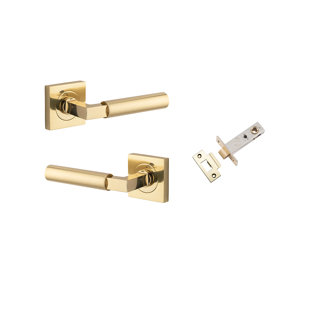 Berlin Lever - Square Rose Polished Brass / Passage / Passage Kit