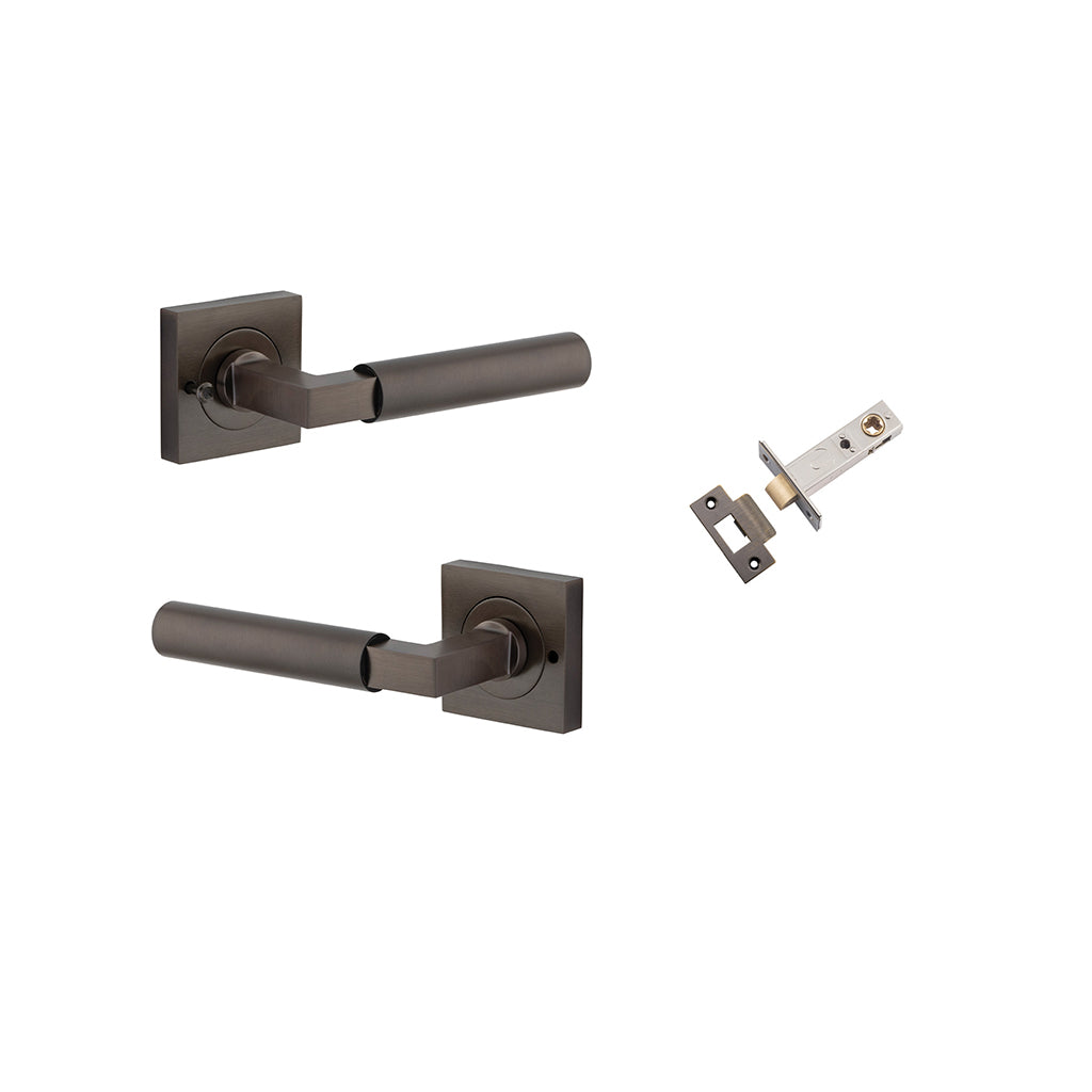 Berlin Lever - Square Rose Signature Brass / Privacy / Inbuilt Privacy Kit