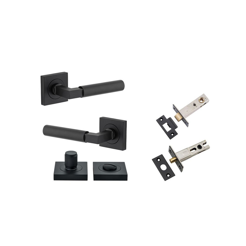 Berlin Lever - Square Rose Matt Black / Privacy / Separate Privacy Kit